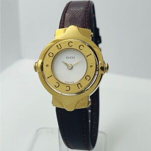 Gucci  Gold Quartz Brown Band Watch